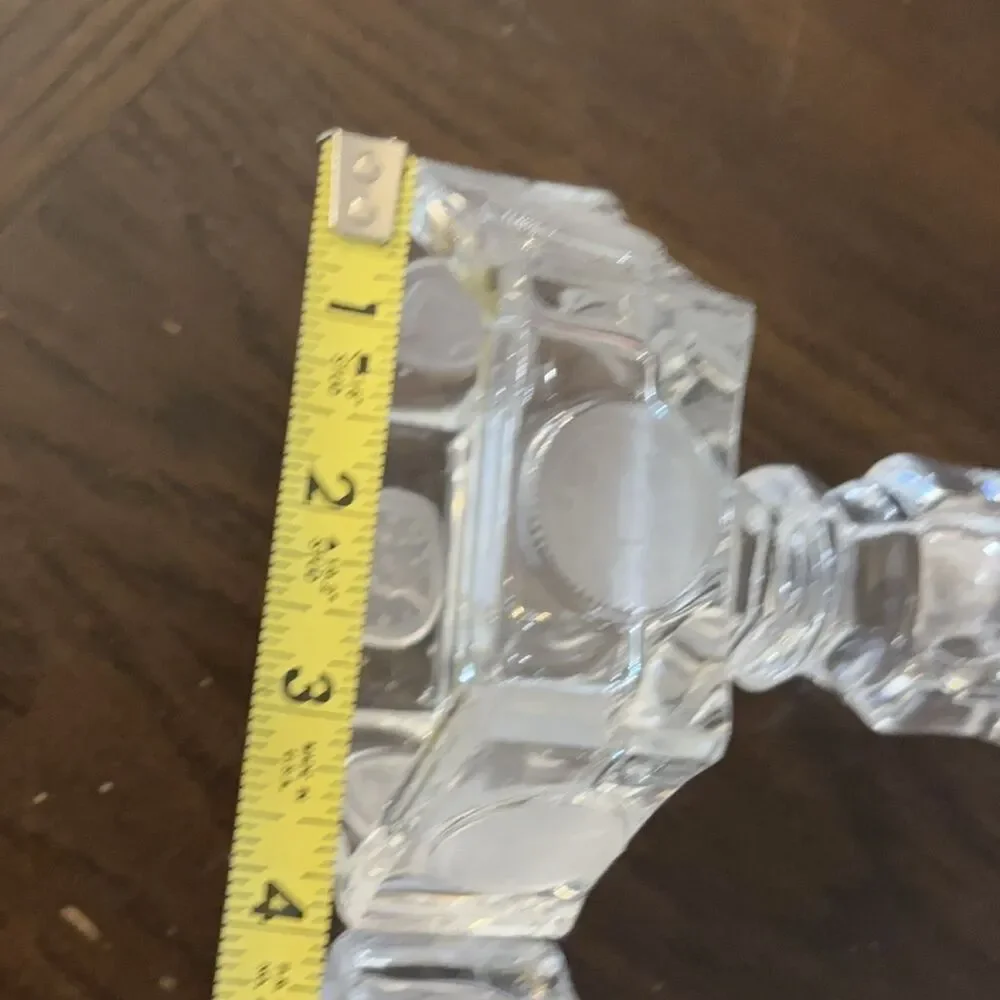 Setof 2  Clear Glass Hexagonal Taper Candle Holders 6